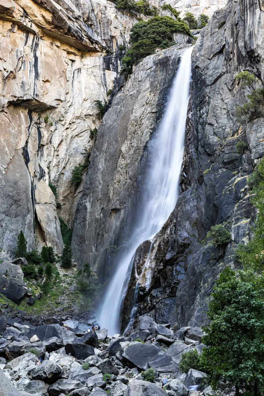 Lower Yosemite Fall seen from the forested walking loop