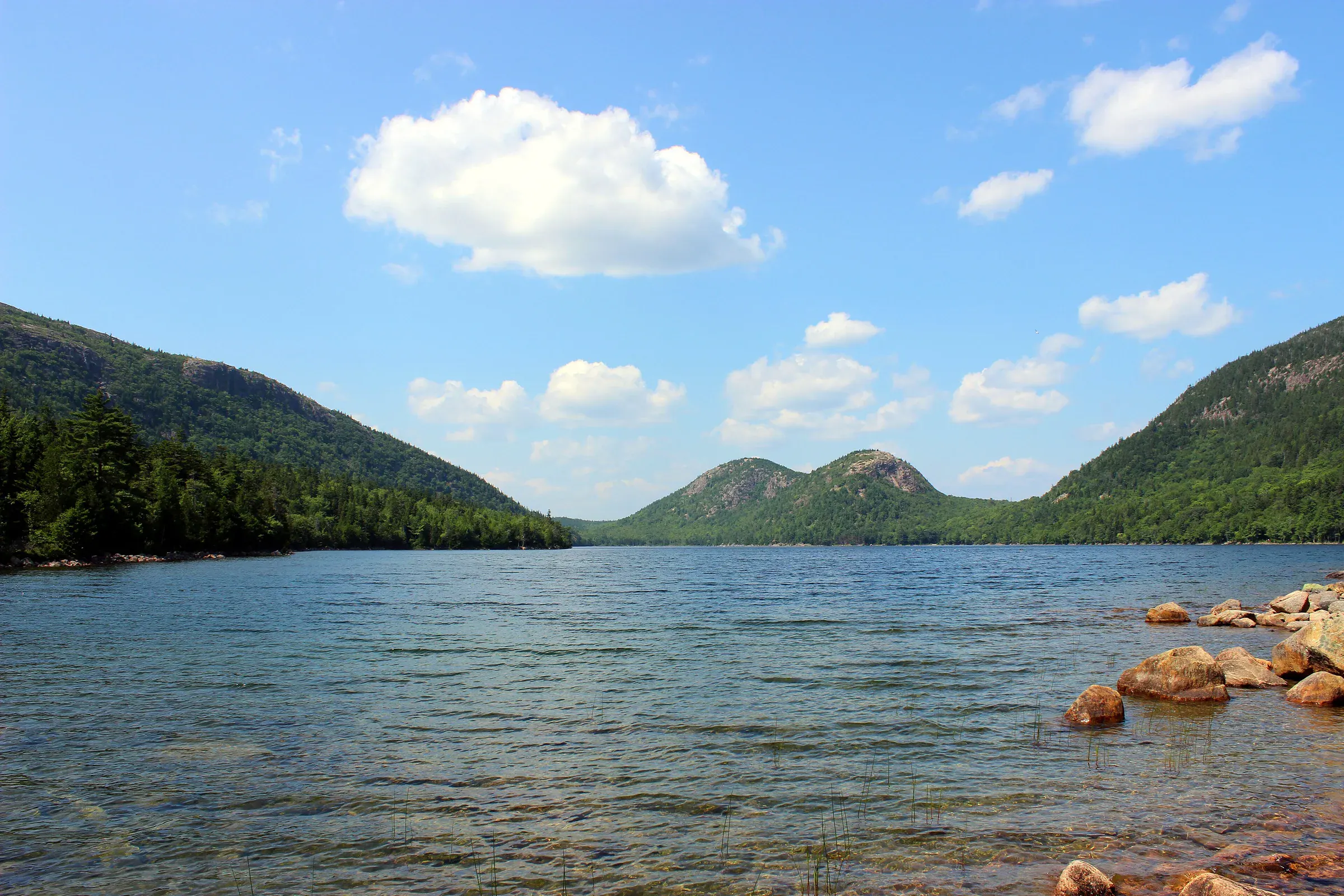Frozen Jordan Pond beneath the Bubbles in winter