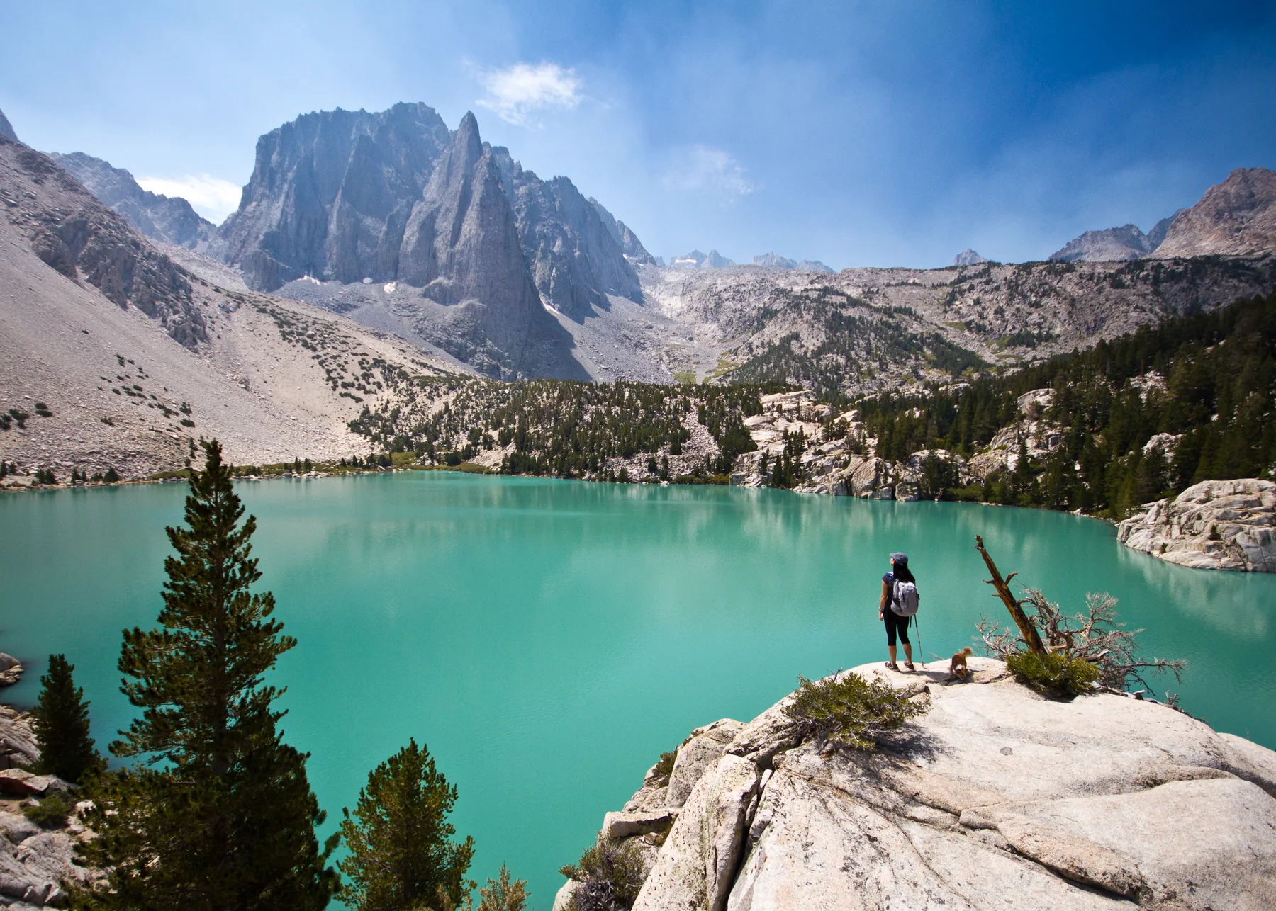Turquoise water and granite peaks at Second Lake