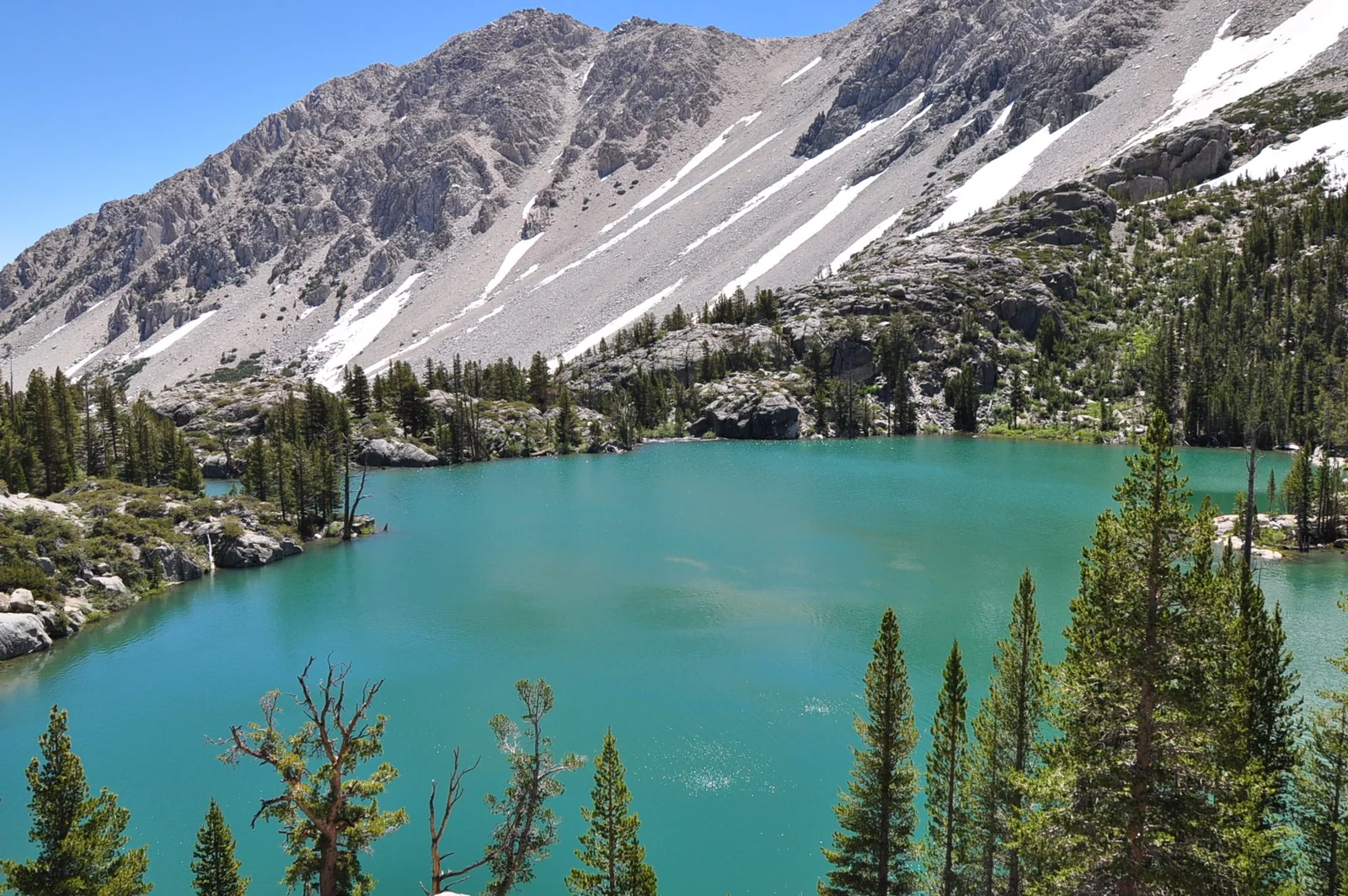 First Lake along the North Fork Big Pine Creek trail