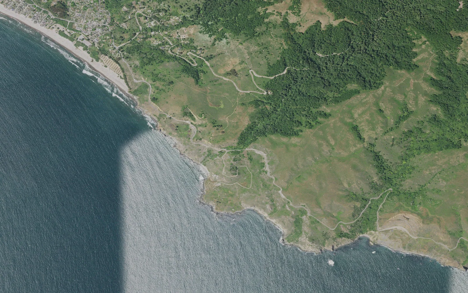 Aerial view centered on Steep Ravine Environmental Campground