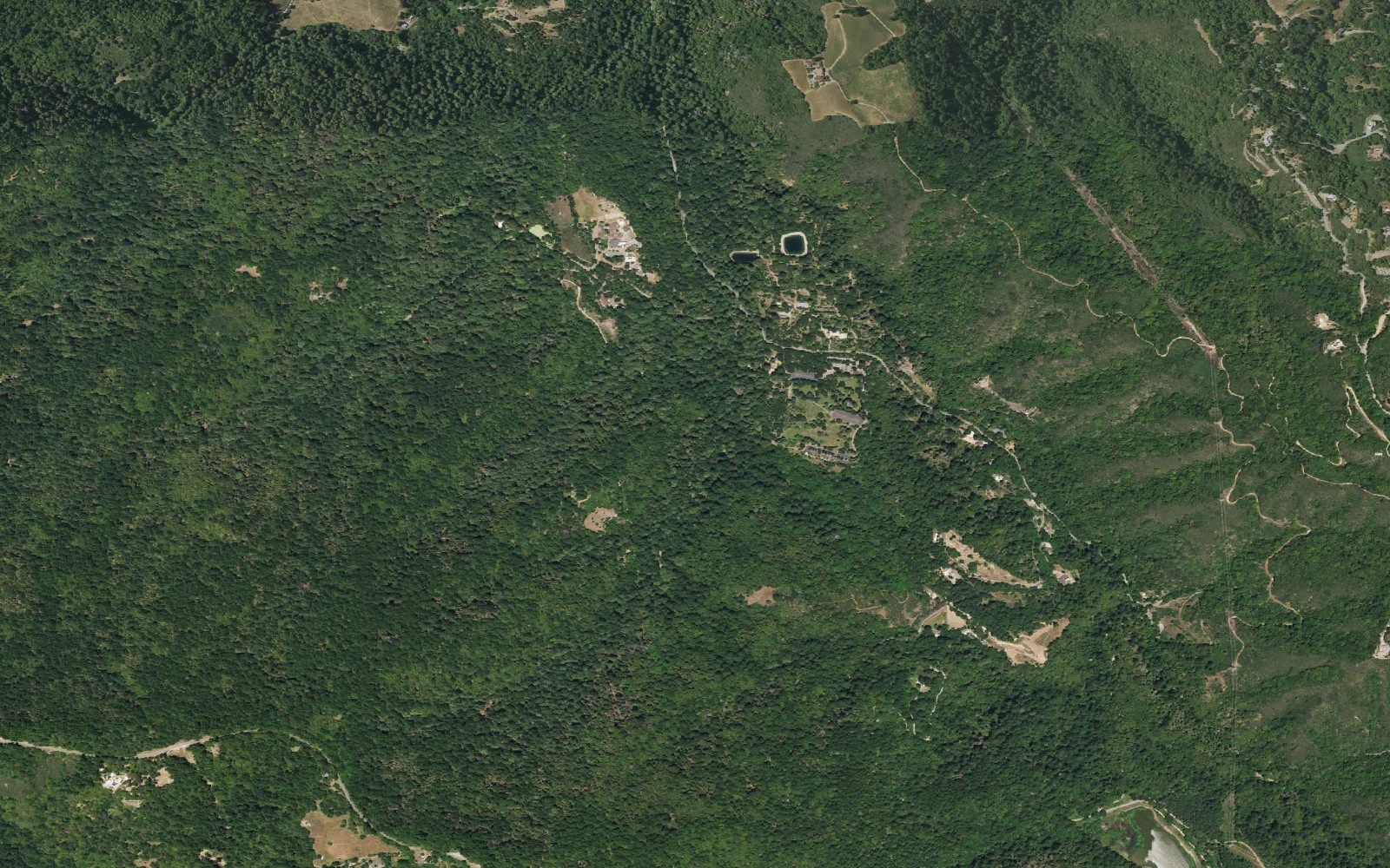 Aerial view centered on Sanborn Hike-In Campground