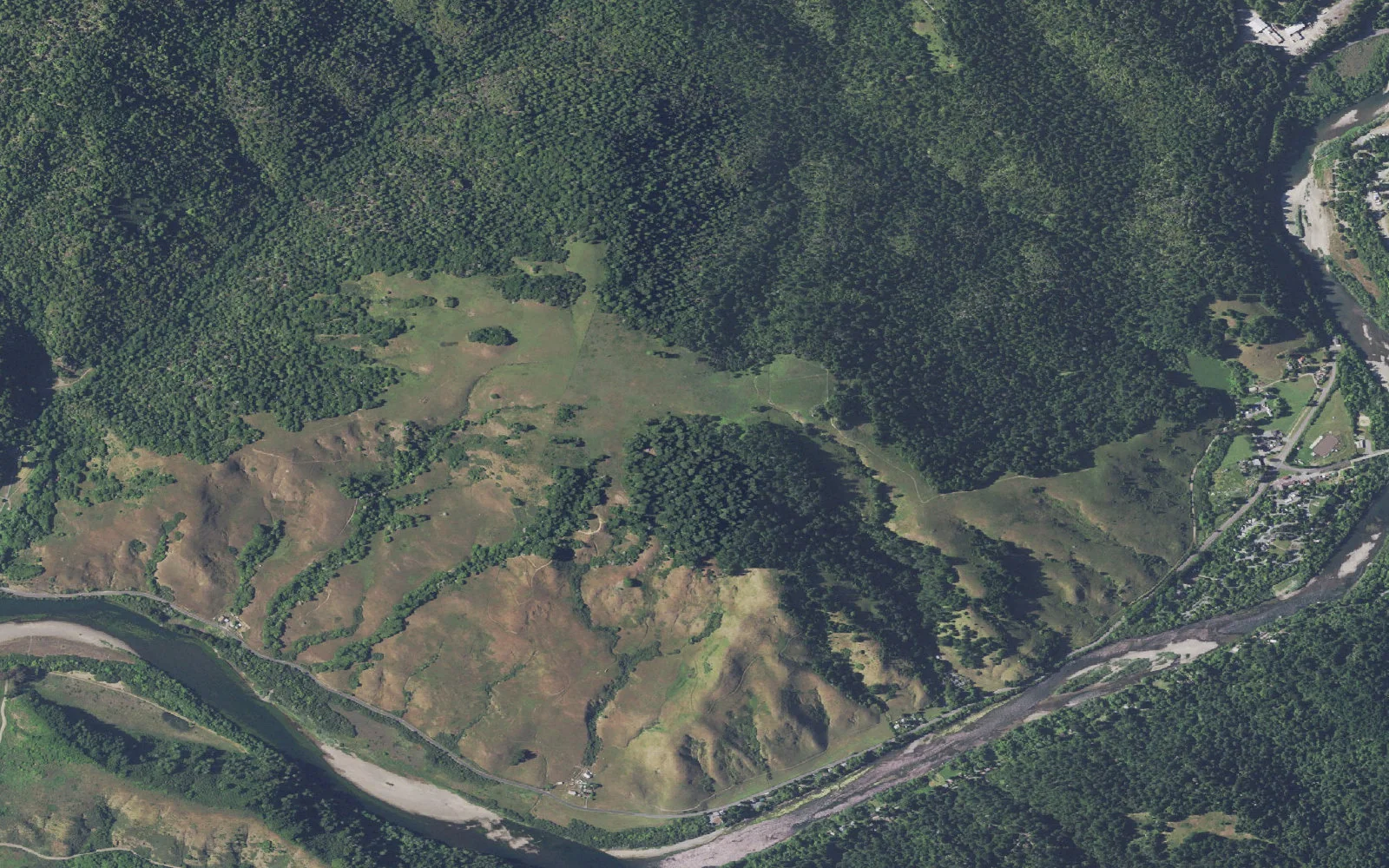 Aerial view centered on Willow Creek Environmental Camp