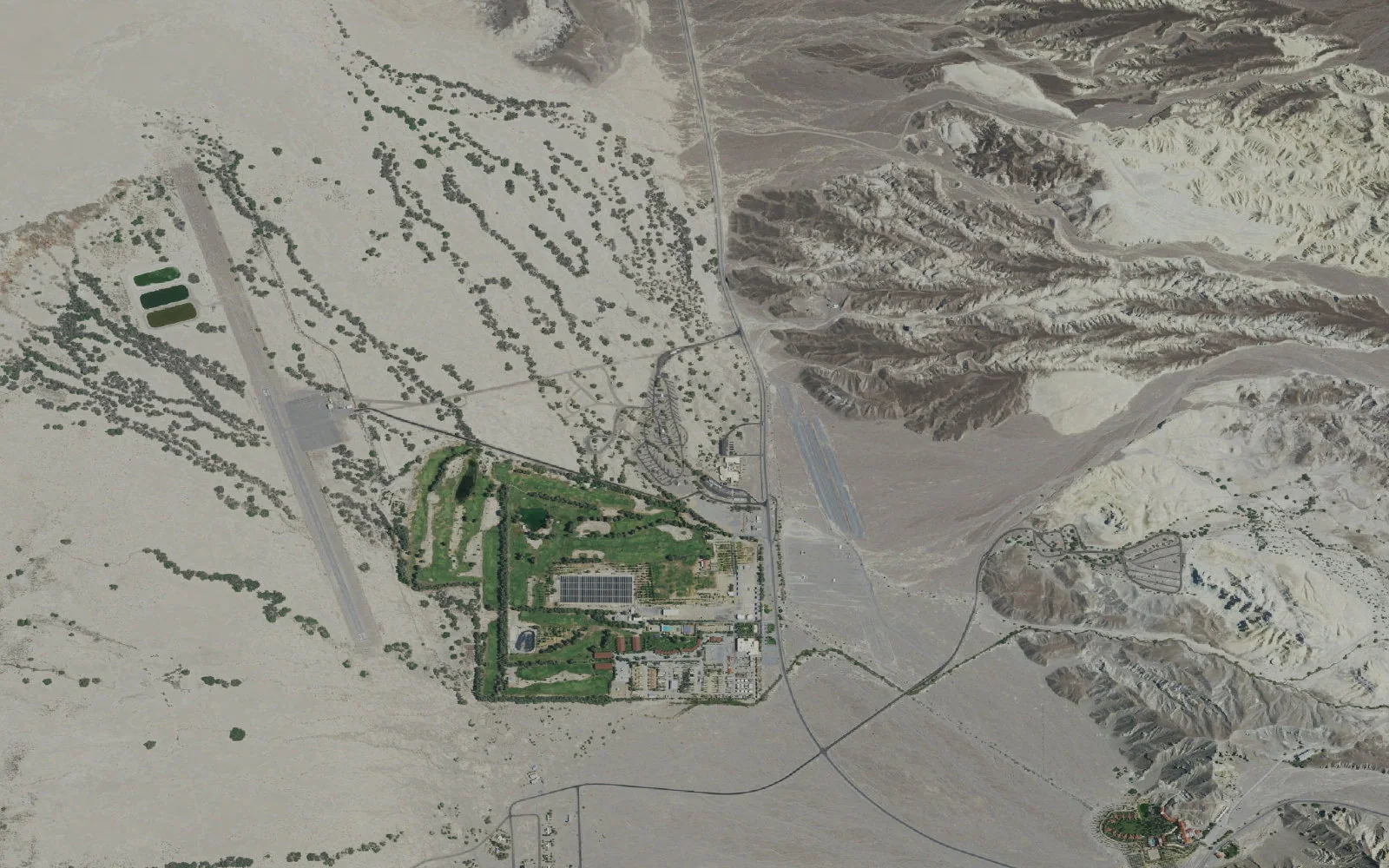 Aerial view centered on Furnace Creek Campground