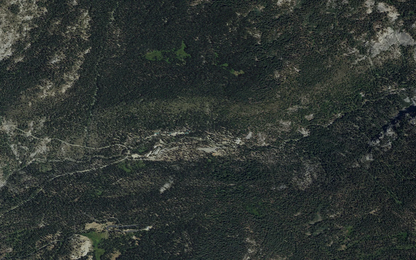 Aerial view centered on Lodgepole Campground