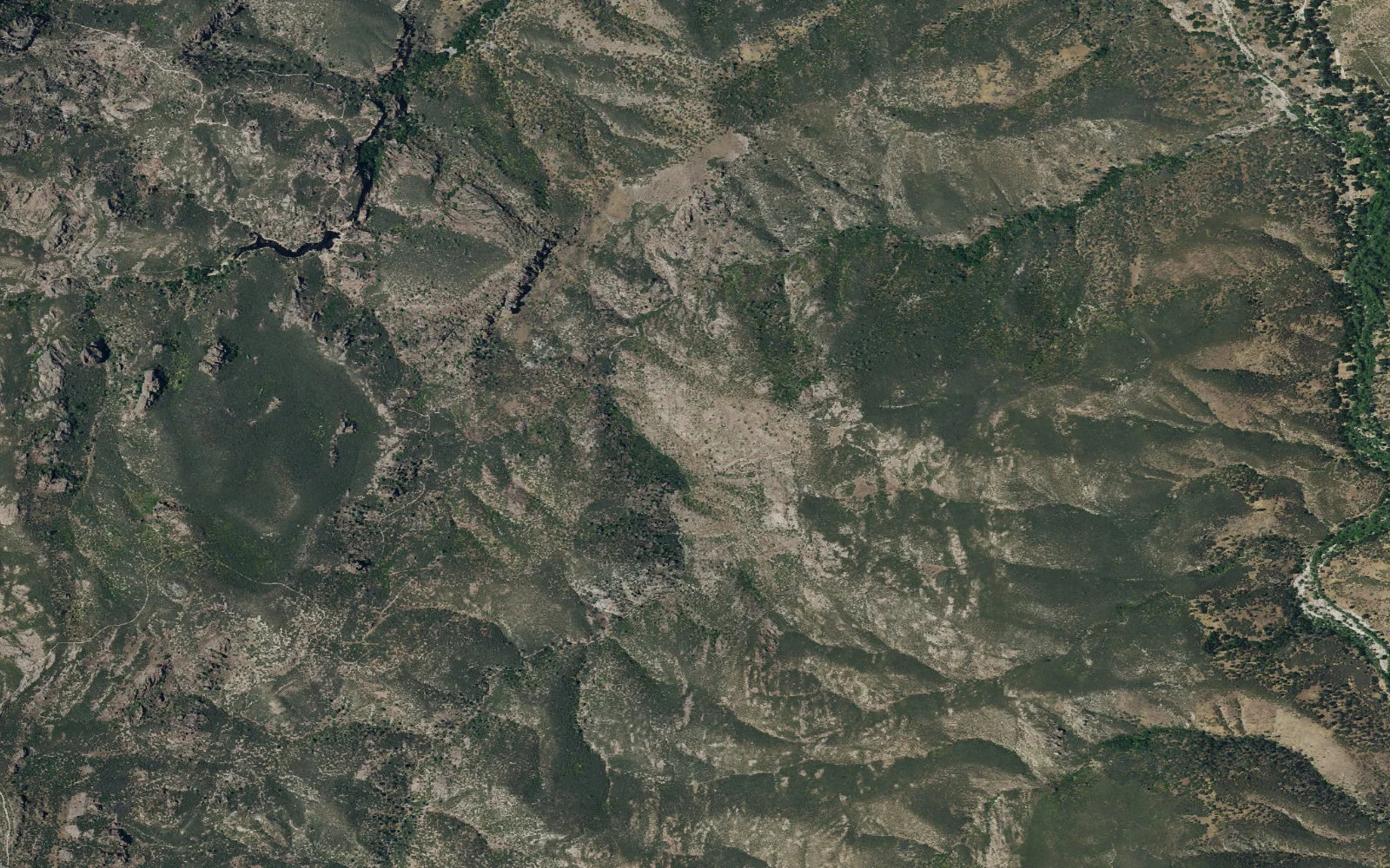 Aerial view centered on Pinnacles Campground