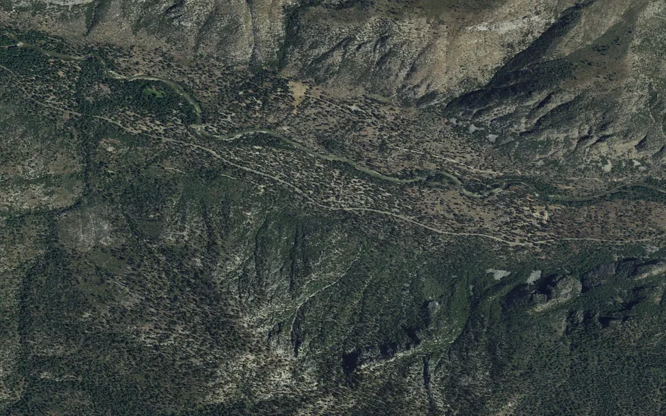 Aerial view centered on Sheep Creek Campground