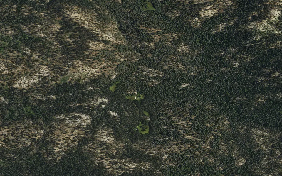 Aerial view centered on White Wolf Campground