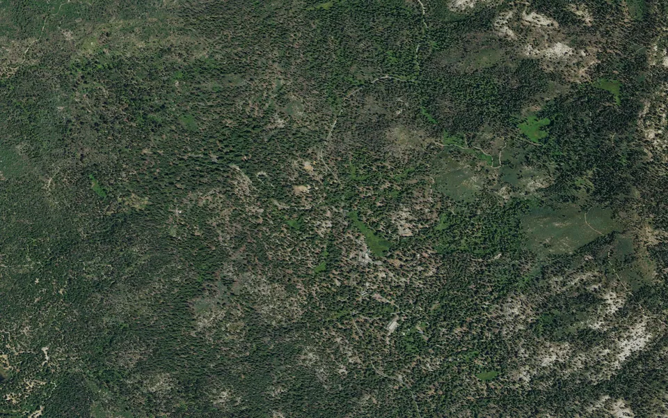 Aerial view centered on Azalea Campground