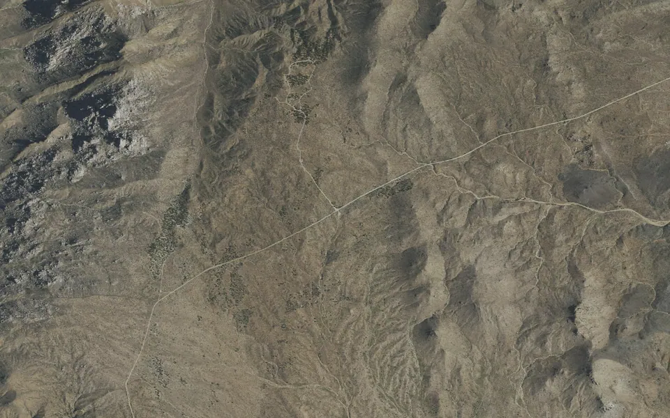 Aerial view centered on Mid Hills Campground