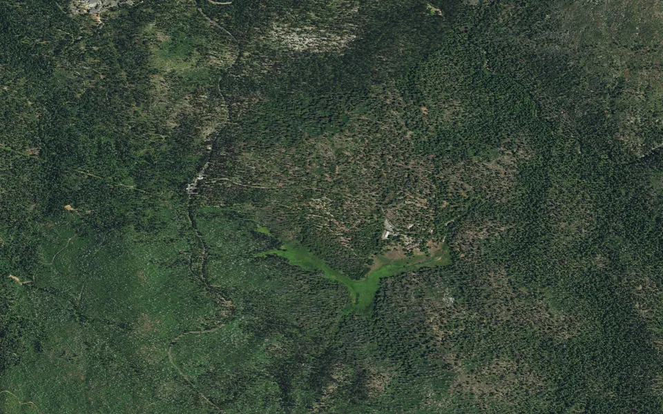 Aerial view centered on Hodgdon Meadow Campground