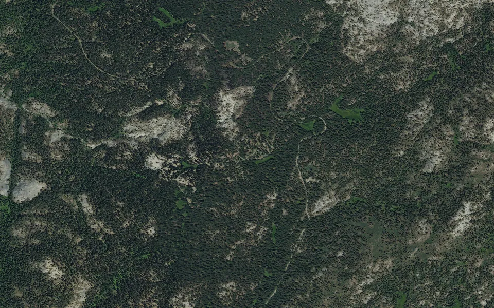 Aerial view centered on Dorst Creek Campground-Sequoia and Kings Canyon National Park