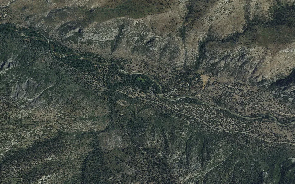 Aerial view centered on Sentinel Campground