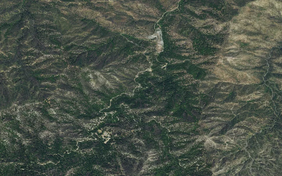 Aerial view centered on CRYSTAL CREEK PRIMITIVE CAMPGROUND