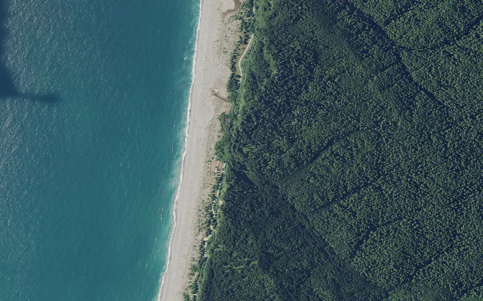 Aerial view centered on Miner's Ridge Trail Camp