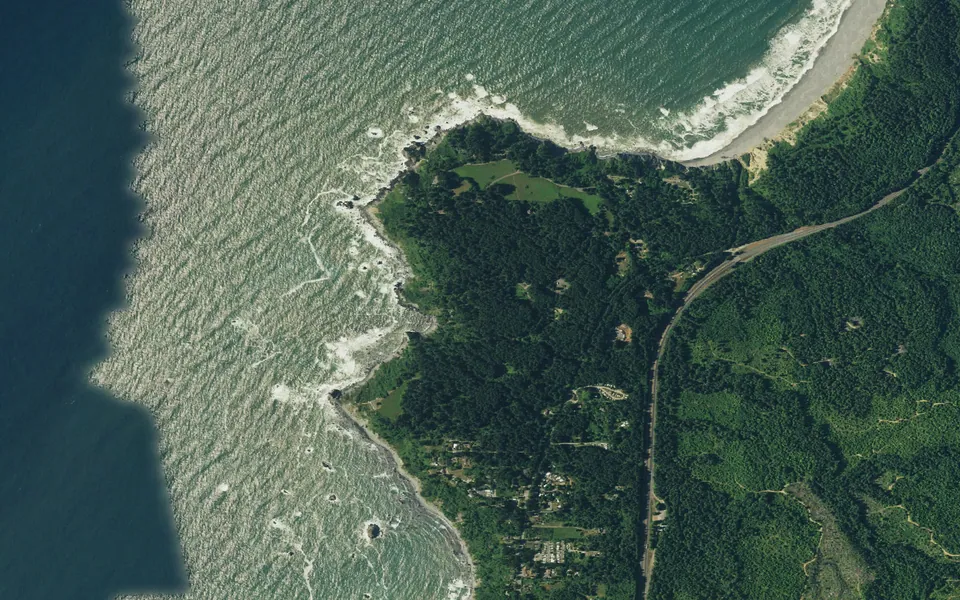 Aerial view centered on Abalone Campground