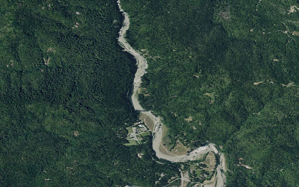 Aerial view centered on Oak Flat Campground
