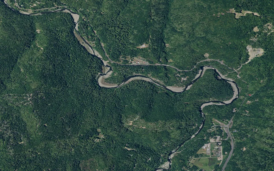 Aerial view centered on Redwood Campground