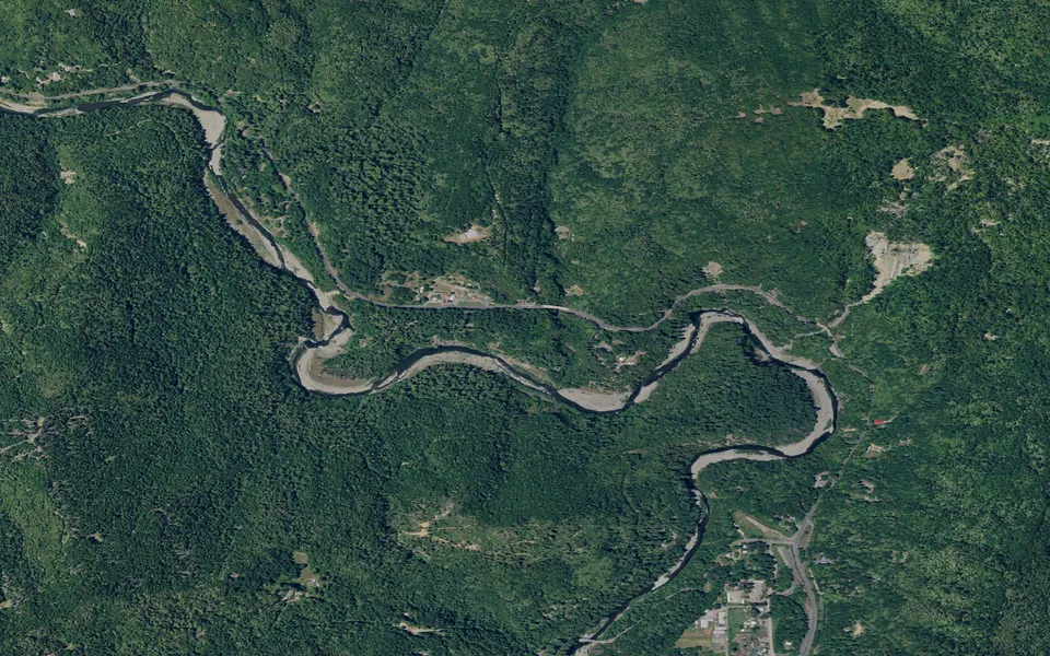 Aerial view centered on Rock Campground