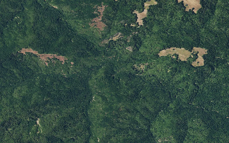 Aerial view centered on Bull Creek Trail Camp