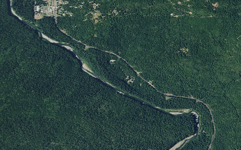 Aerial view centered on Burlington Campground