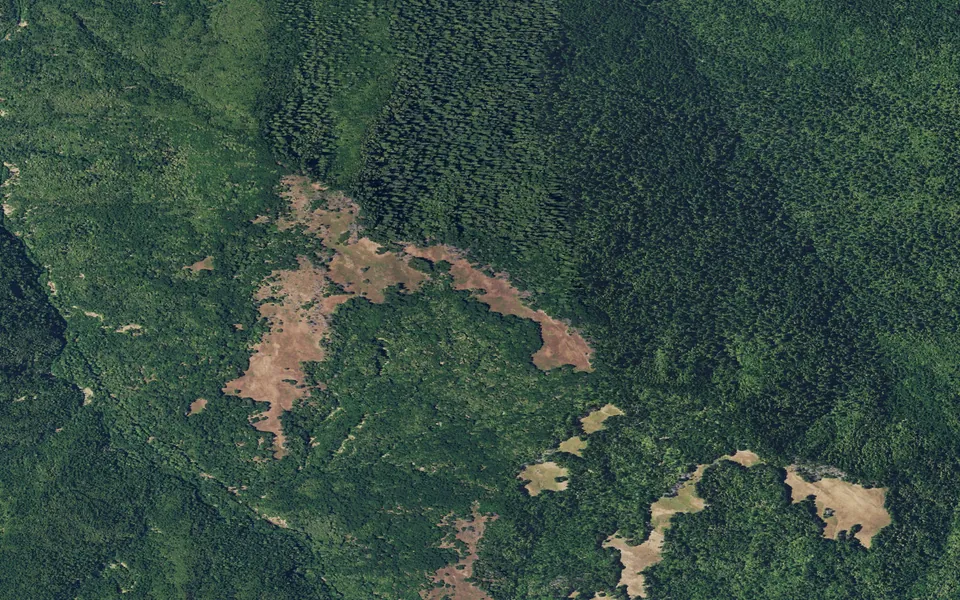 Aerial view centered on Hansen Ridge Trail Camp