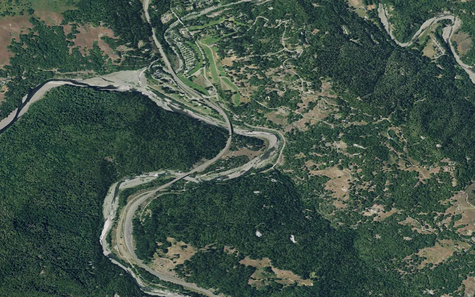Aerial view centered on Benbow Lake Campground