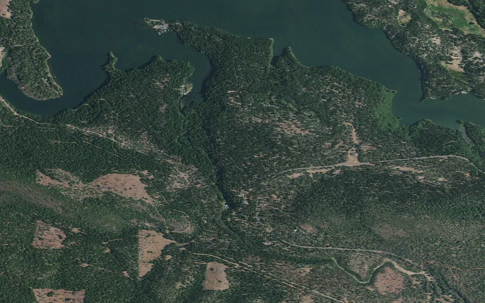 Aerial view centered on Rim Campground