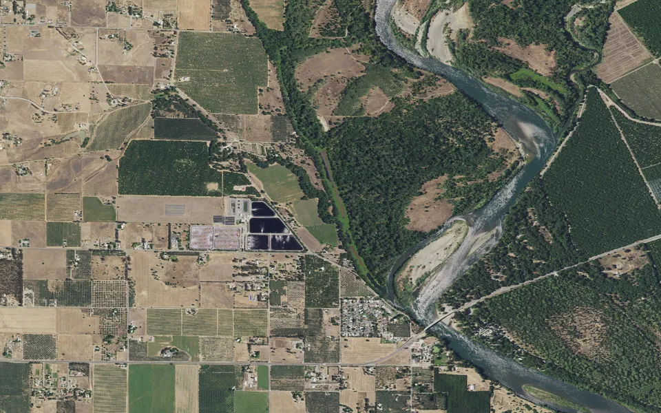 Aerial view centered on Kopta Canoe Camp