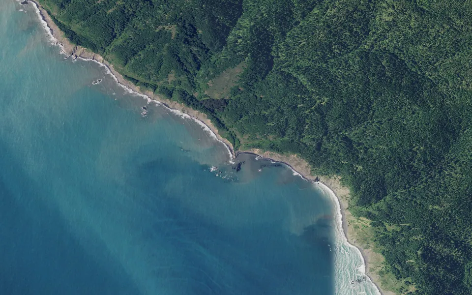 Aerial view centered on Bear Harbor Camp