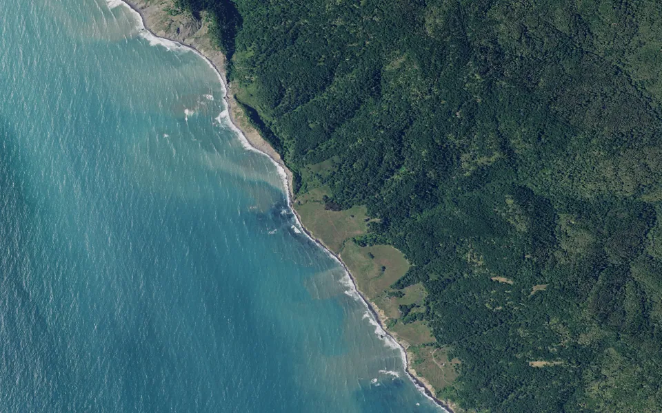 Aerial view centered on Jones Beach Camp
