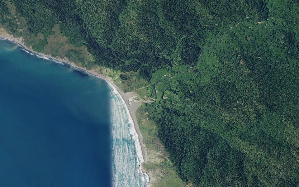 Aerial view centered on Usal Beach Campground