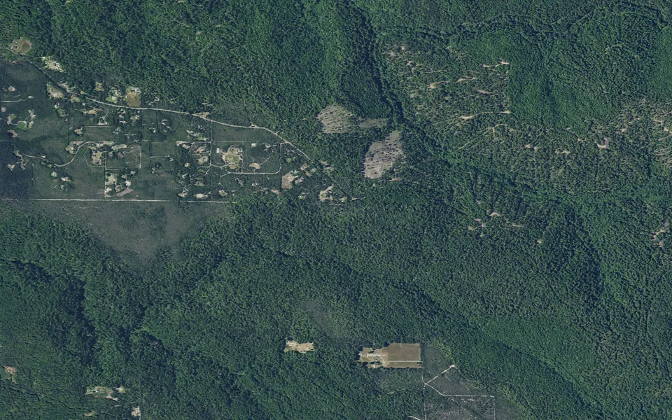 Aerial view centered on Russian Gulch SP Campground