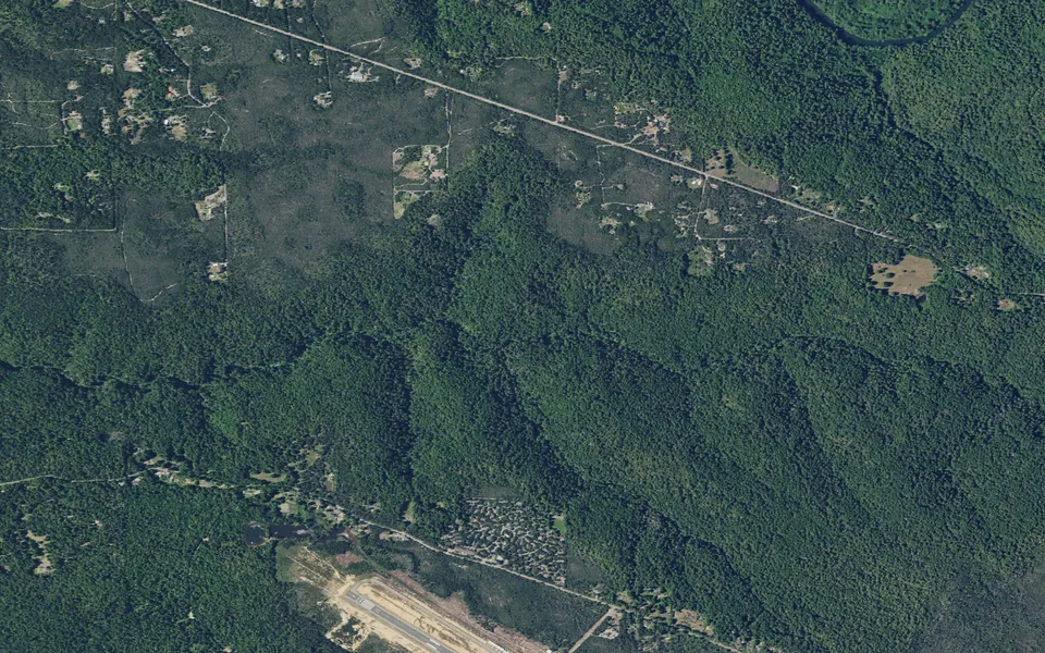 Aerial view centered on Fern Canyon Environmental Camp