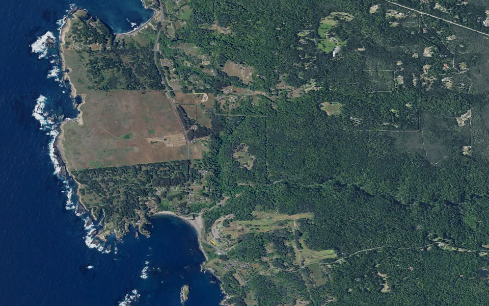 Aerial view centered on Highland Meadow Campground