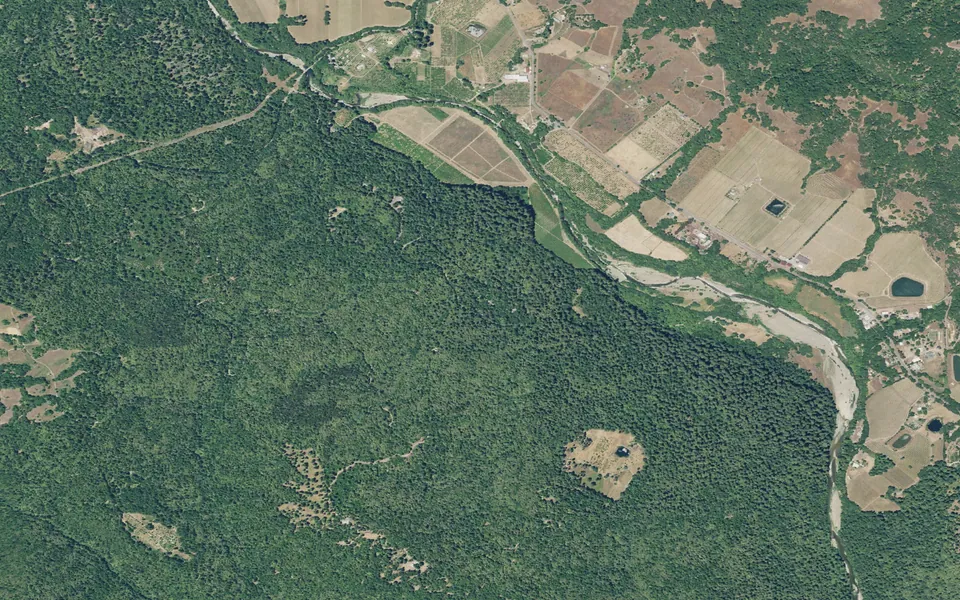 Aerial view centered on Azalea Campground
