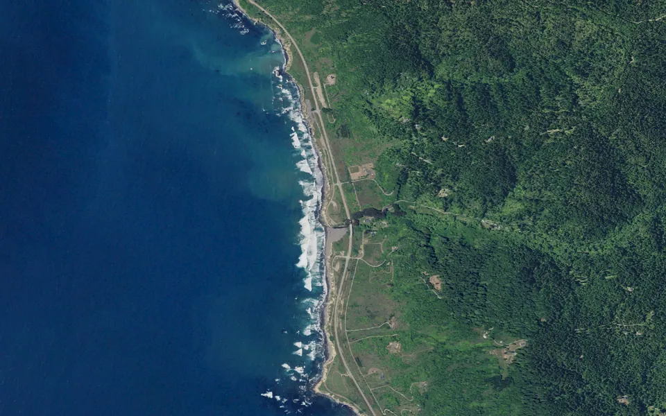 Aerial view centered on primitive CG at Howard Cr