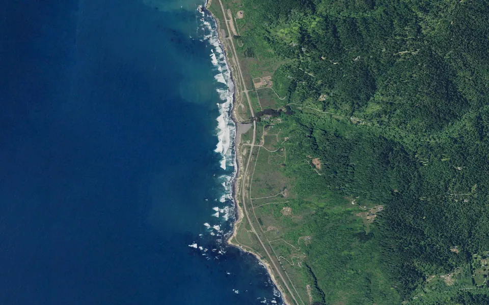 Aerial view centered on Westport-Union SB Primitive Campground