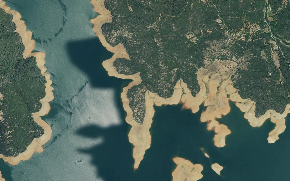 Aerial view centered on Foreman Creek Boat-in Camp