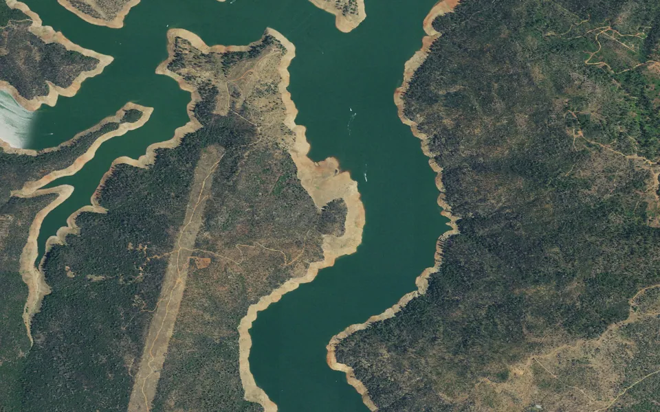 Aerial view centered on Goat Ranch Boat-in Camp