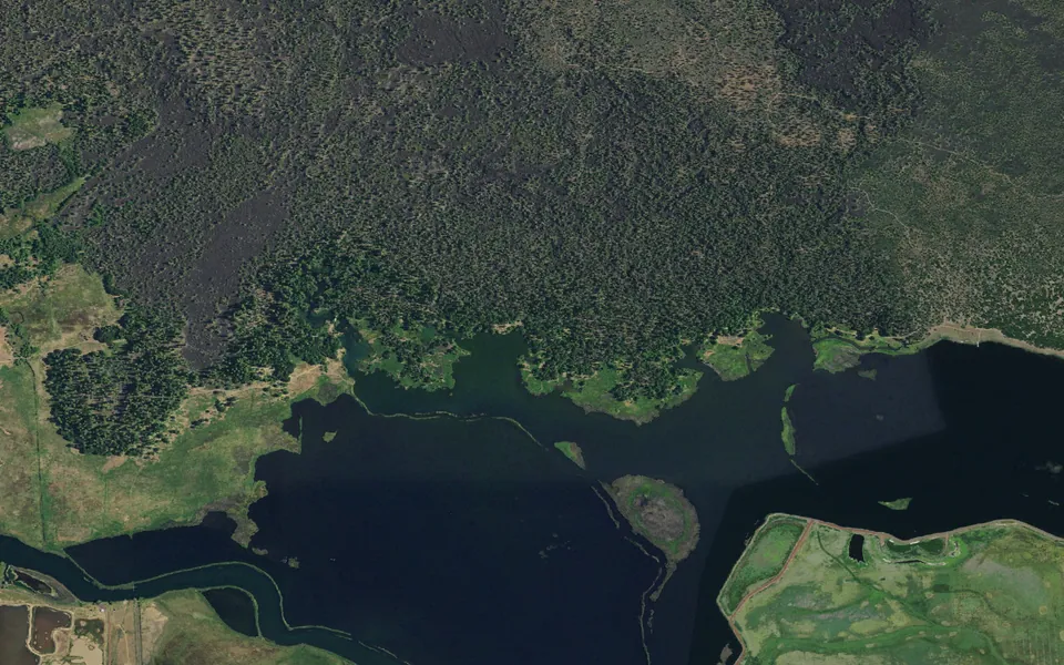 Aerial view centered on Crystal Springs Campground