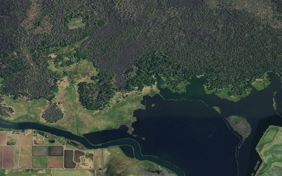Aerial view centered on Ja-She Campground