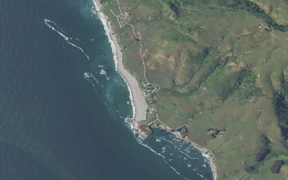 Aerial view centered on Wright's Beach Campground