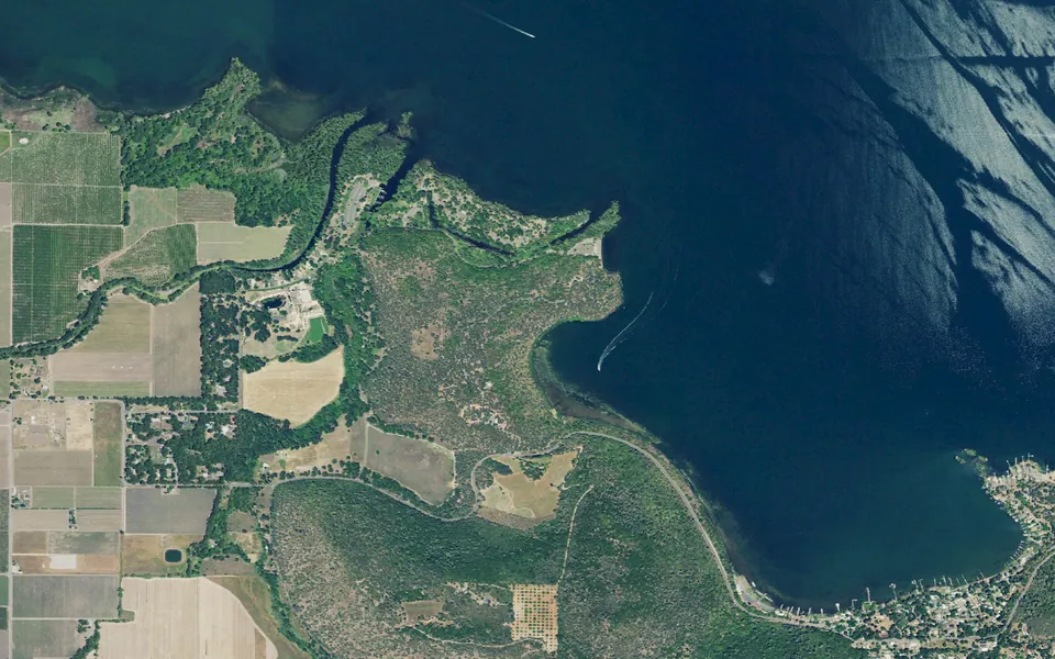 Aerial view centered on Bayview Campground