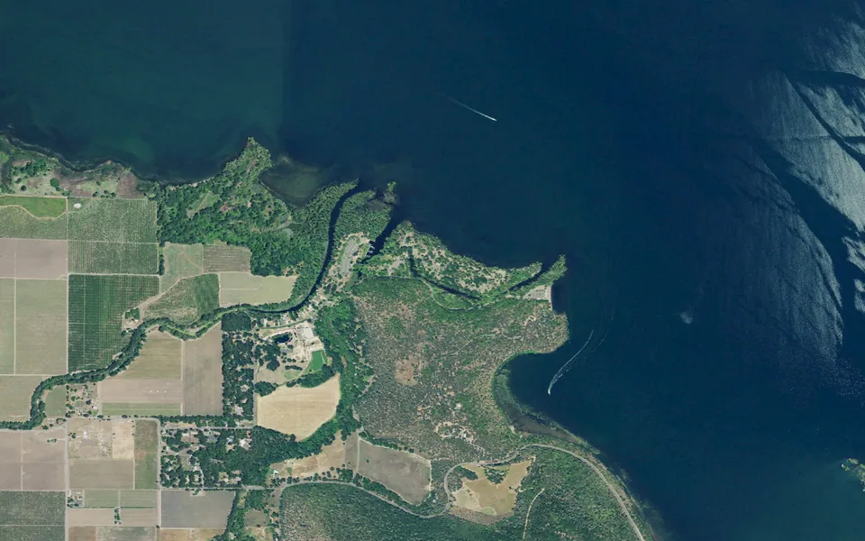 Aerial view centered on Kelsey Campground