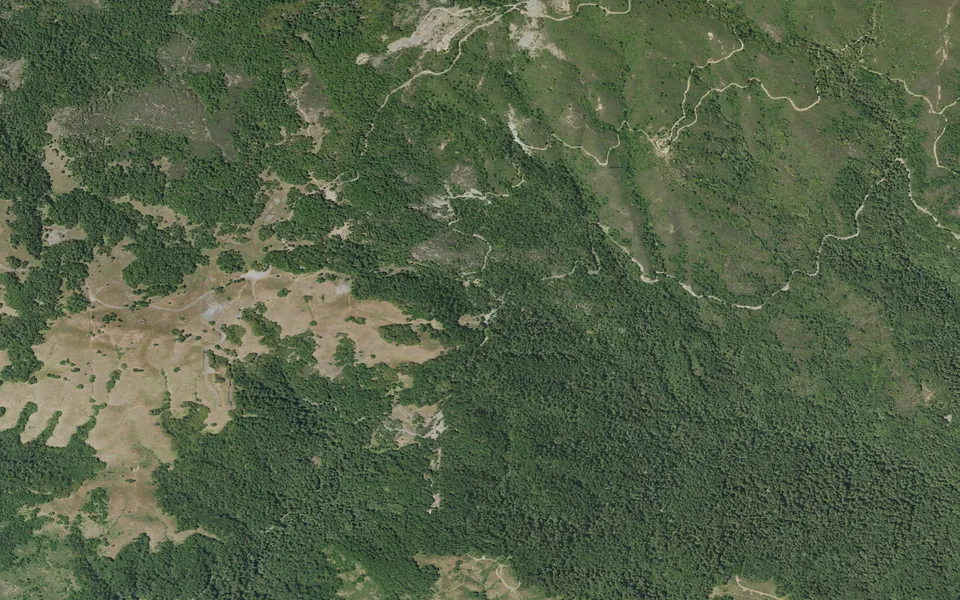 Aerial view centered on Bootjack Campground