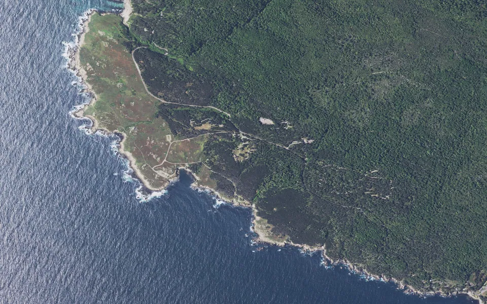 Aerial view centered on Gerstle Cove Campground