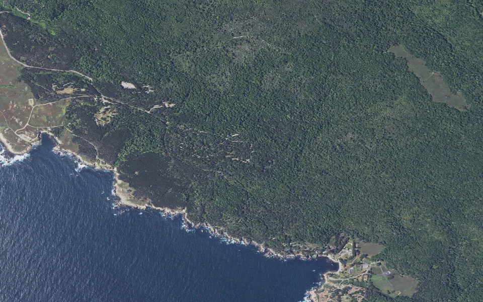 Aerial view centered on Woodside Campground