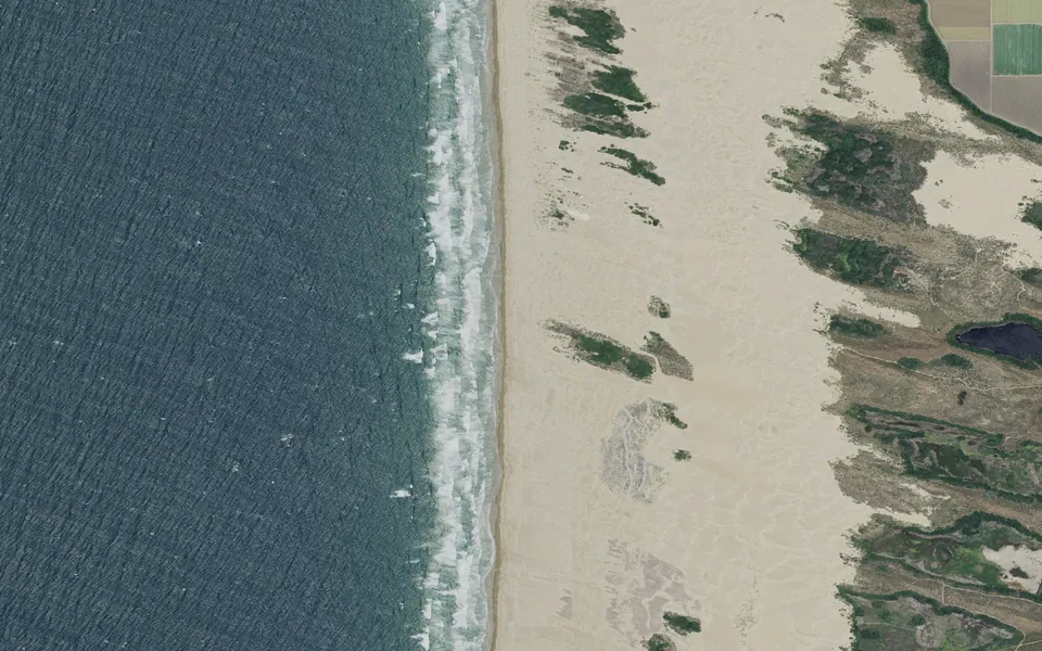 Aerial view centered on Oceano Dunes Beach Camping