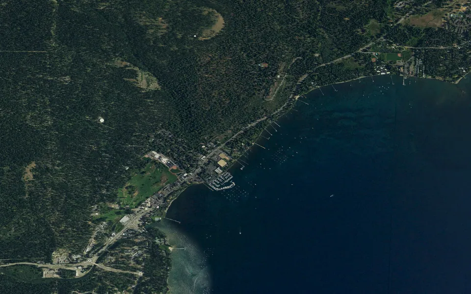 Aerial view centered on Lakeside Campground